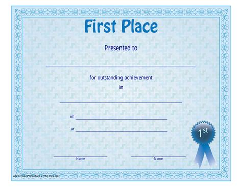 First Place Certificate Template Word