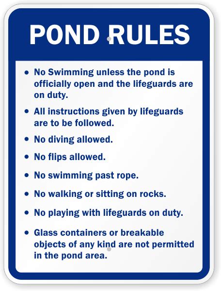 fish ponds rules