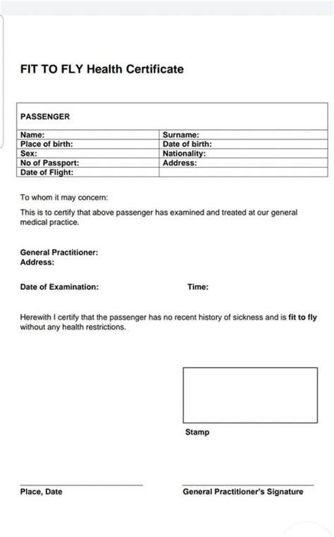 Fit to Fly Certificate PDF Form - Fill Out and Sign Printable PDF