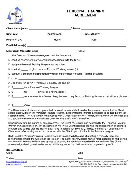 Fitness Instructor Contract Agreement Template