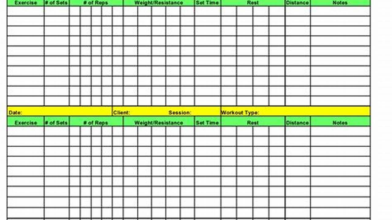 Fitness, Excel Templates