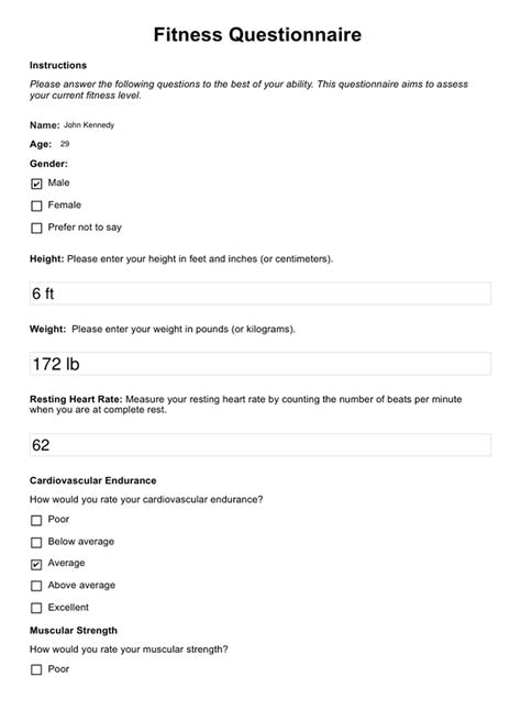 Fitness Plan Questionnaire