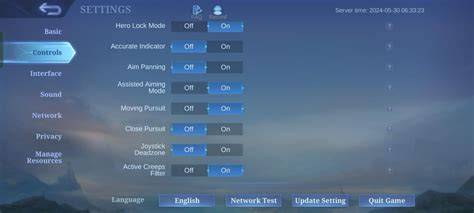 Menu pengaturan status offline di Mobile Legends