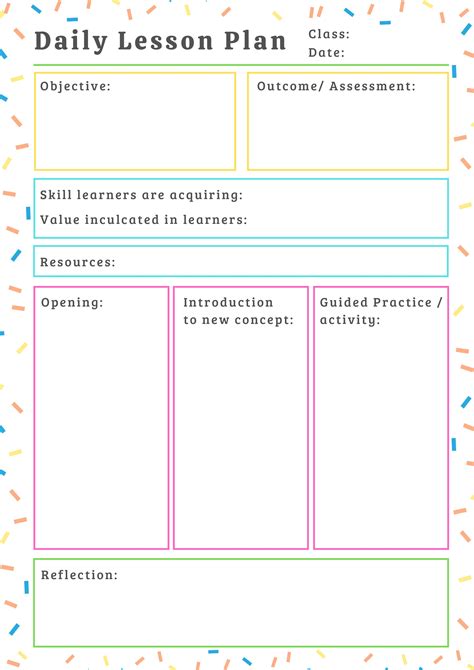 Five Day Lesson Plan Template