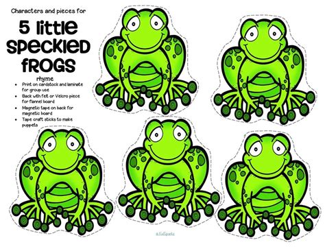 Five Green And Speckled Frogs Printables