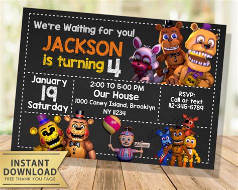 Five Nights At Freddys Invitation Template Free