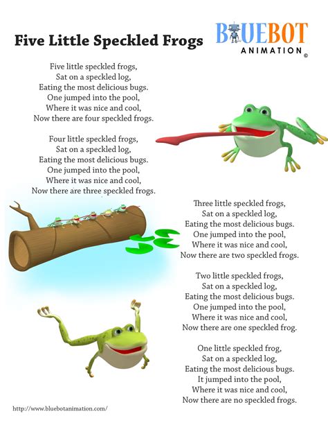 Five Little Speckled Frogs Lyrics