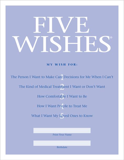 Five Wishes Document Printable