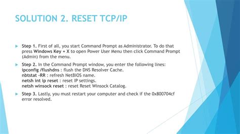 Fix 2: Reset TCP/IP