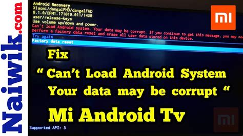 Fix Can't Load Android System; Your Data May Be Corrupt Without Resetting