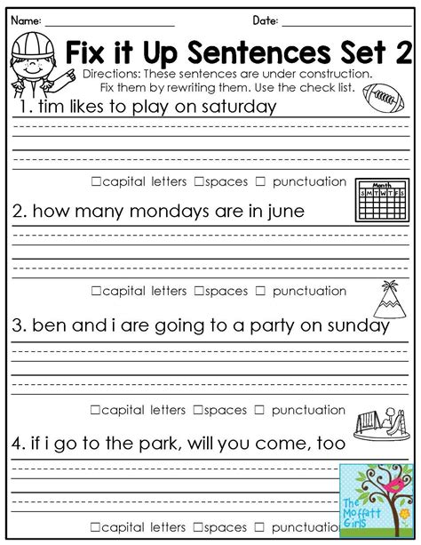 Fix Sentences Worksheets
