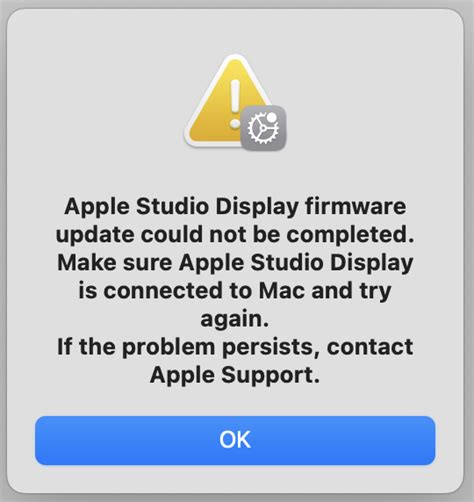 Fix Studio Display Firmware Update Could Not Be Completed Error