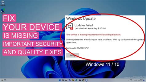 Fix Your Device is missing Important Security and Quality Fixes Error in Windows 11