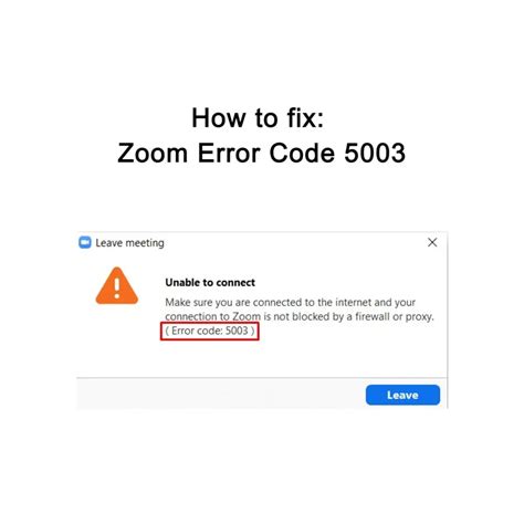 Fix Zoom Unable To Connect Error Code 5003
