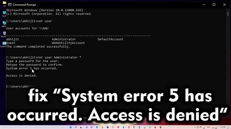 Fixed: System Error 5 Has Not Occurred