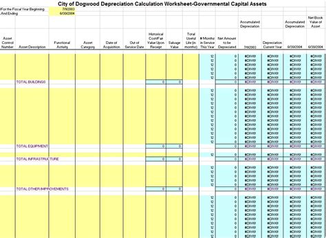 Fixed Asset Depreciation Schedule Template