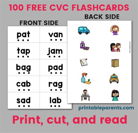 Flashcards Free Printable Cvc Words With Pictures