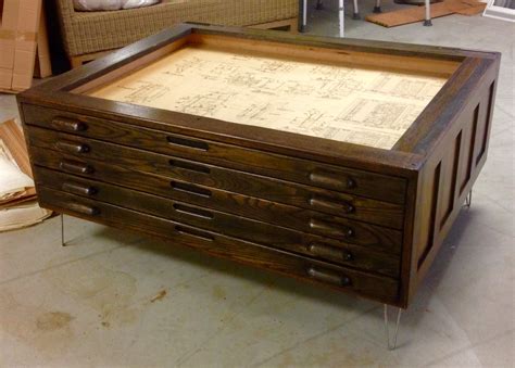 Vintage Flat File Coffee Table in High Gloss White with