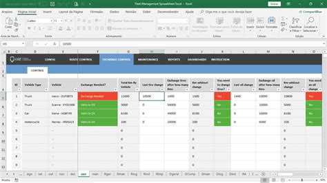 Fleet Management Excel Spreadsheet Template