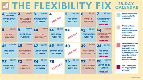 Flexibility Printable Calendar