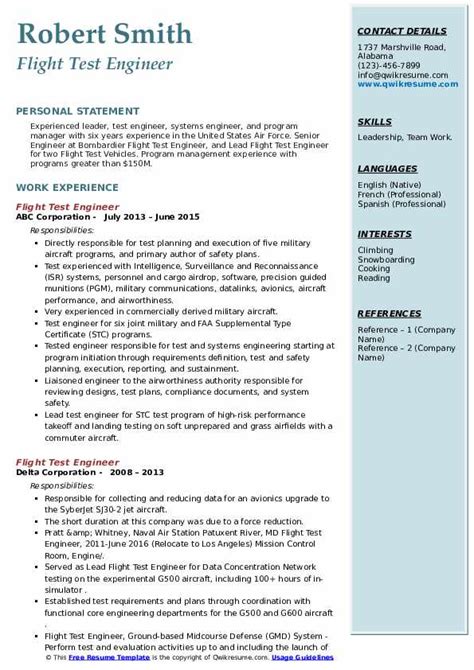 Flight Test Data Acquisition Technician Job Samples