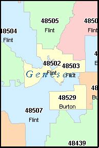 Flint Michigan Zip Code Map Map Of Michigan Cities Michigan Road Map