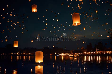 Floating Lanterns at Night