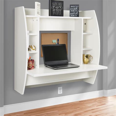 Best Choice Products Wall Mount Floating Computer Desk With Storage Shelves Home Work Station