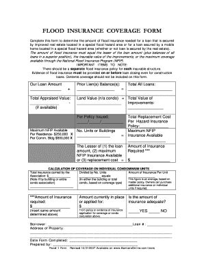 Flood Insurance Calculation Worksheet
