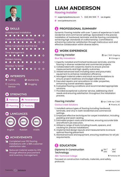 Flooring Installation Supervisor/Contractor/Owner Resume Example Andys
Custom Tile Flooring