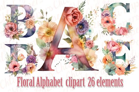 Download Floral Alphabet & Number Clipart Set #2 For Cricut