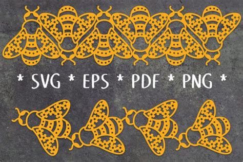 Download Floral Bee Repeating Borders Cut Files