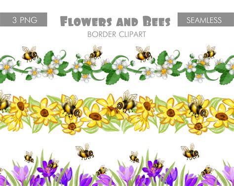 Download Floral Bee Repeating Borders Files
