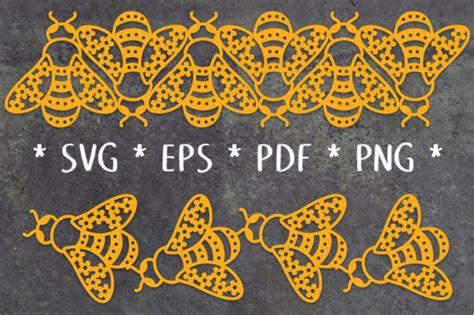 Download Floral Bee Repeating Borders Files DXF Files