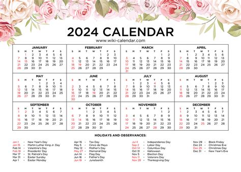 Floral Calendar 2024