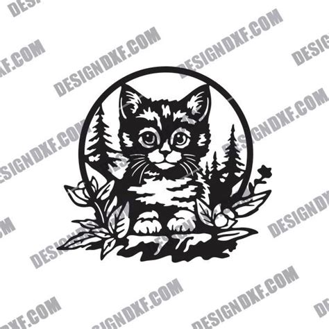 Download Floral Cat Commercial Use DXF Files