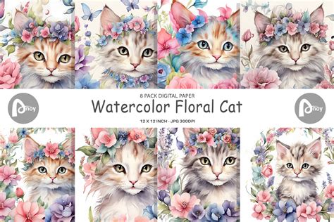 Download Floral Cat Printable