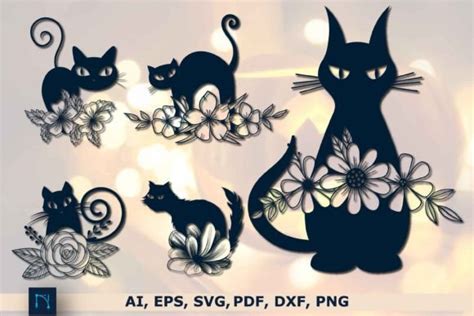 Download Floral Cat for Cricut Machine