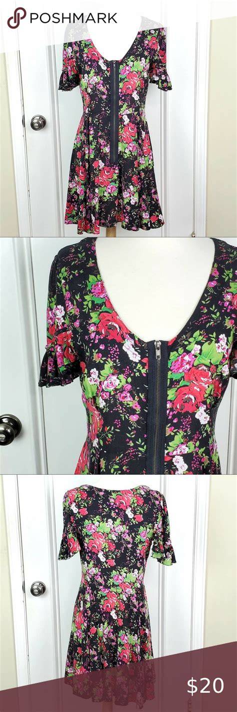 Floral Dress Zipper Front