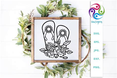 Download Floral Flip Flops SVG Cut File Crafts