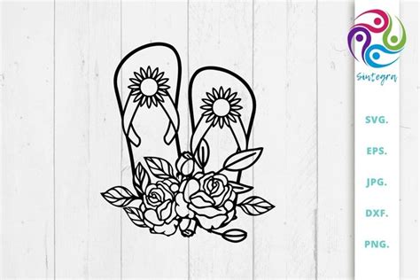Download Floral Flip Flops SVG Cut File Files DXF Files