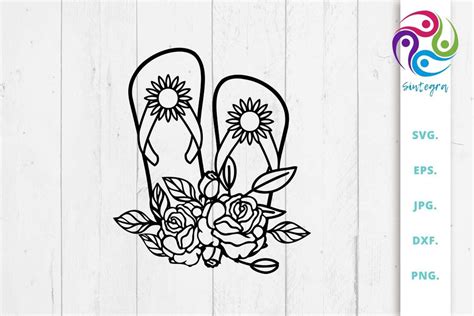 Download Floral Flip Flops SVG Cut File Images