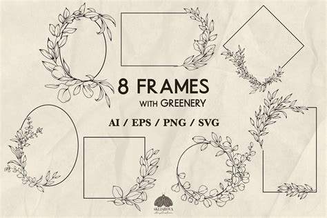 Download Floral Frame Clipart, Greenery Frame Cut Files
