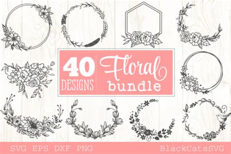 Download Floral Frames Bundle 40 Designs Commercial Use DXF Files