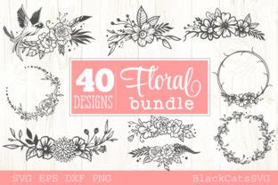 Download Floral Frames Bundle 40 Designs Cut Images