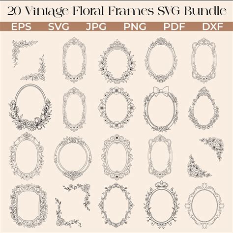 Download Floral Frames Bundle 40 Designs Files DXF Files