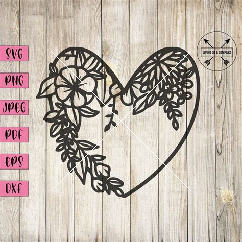 Download Floral Heart Frame For Cricut