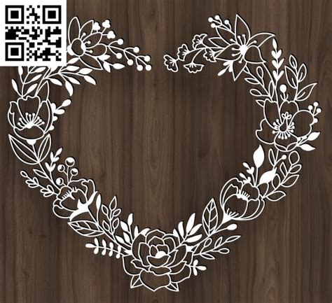Download Floral Heart Frame Paper Cut File DXF Files