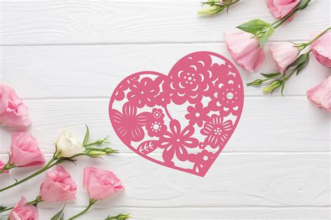Download Floral Heart Frame Paper Cut File For Cricut