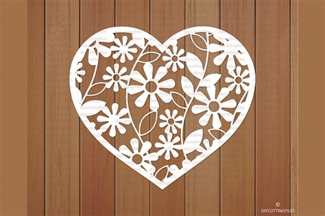 Download Floral Heart Frame Paper Cut Template For Crafts